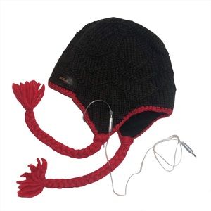 Bula snowboard hat cell phone jack brown with red braided trim unisex one size